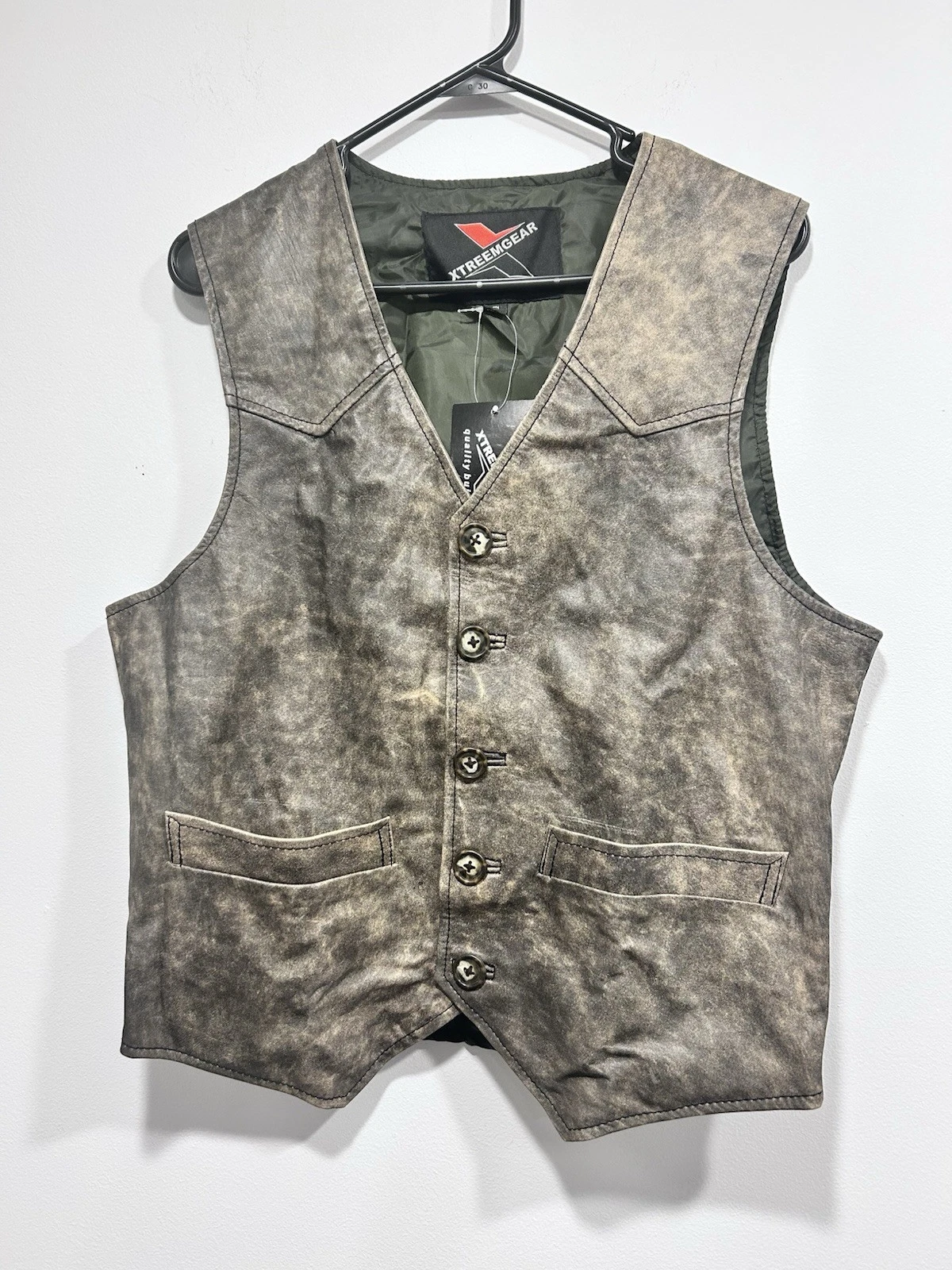 XTREEMGEAR Vest Leather Men’s Small Brown Motorcycle Hunting Outdoors