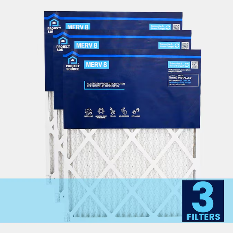 Project Source 17.5 X 23.5 X 1 MERV 8 Electrostatic Pleated Air Filter 3 -Pack