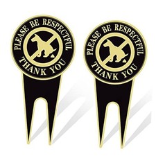 Double Sided No Dog Pooping Sign with Stake 12" x 6" - Sign 2 Pack