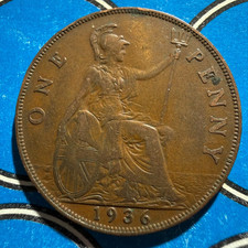 1936 King George V - Bronze One Penny Coin - Circulated Condition