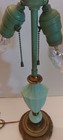 Victorian Jadeite Uranium Lamp Base Brass?Bronze? 22" tall Finial Included Works — photo 7