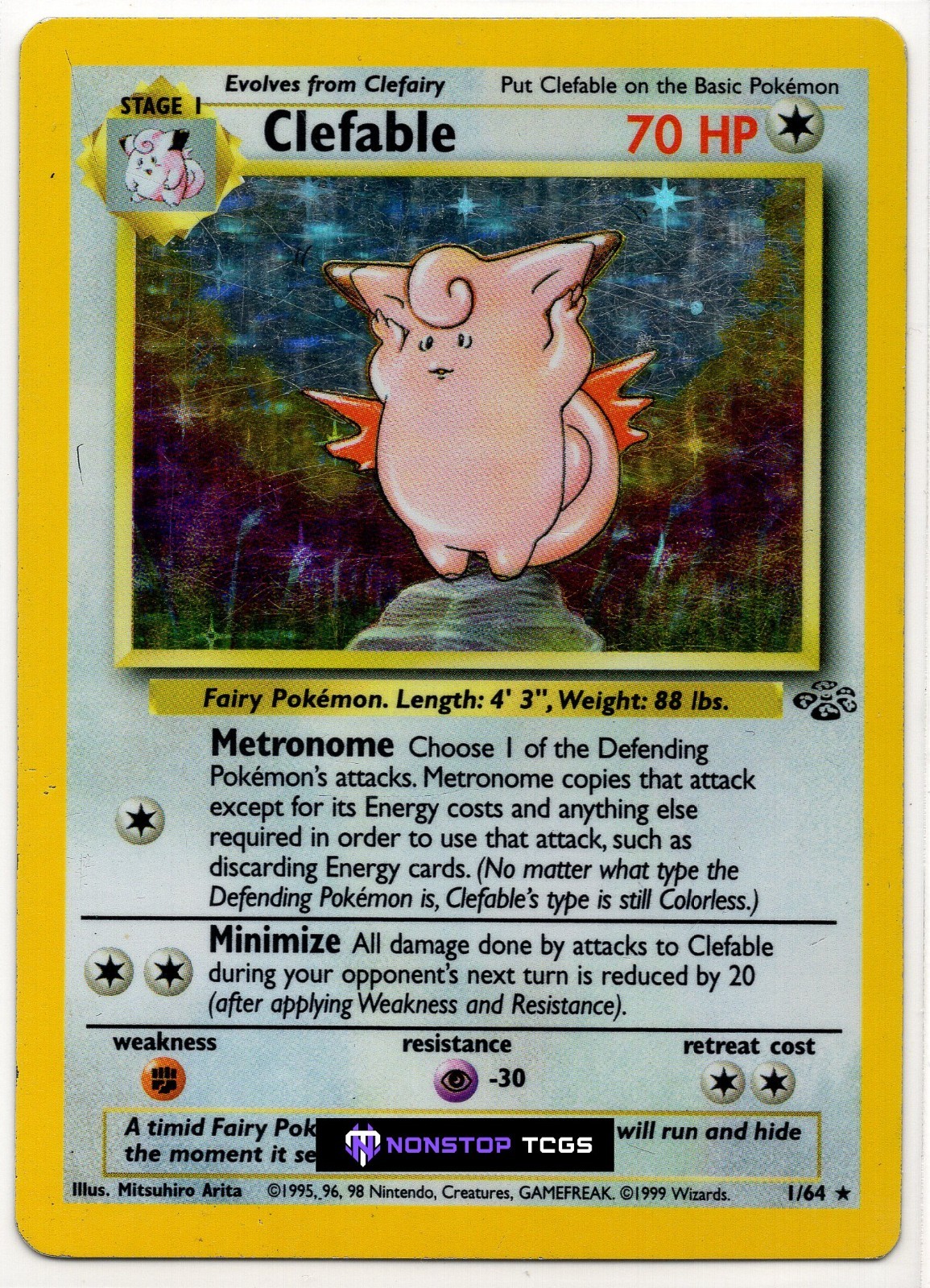 Clefable Jungle 1/64 Pokemon Card TCG Holo Unlimited Holo Rare