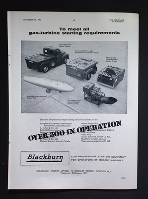 #ad Original 1960 Advert Blackburn Low Pressure Air Starting Equipment GBP 14.99