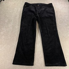Chaps Corduroy Pants Womens Size 14 Black Straight Leg Mid Rise 5-Pocket Classic