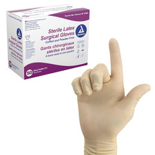 2365 Sterile Disposable Latex Surgical Gloves, Powder-Free, Packaged in Pairs, M