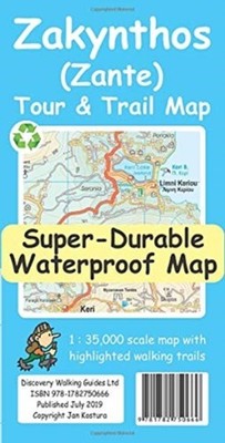 Zakynthos (Zante) Tour & Trail Map by Jan Kostura SHEET MAP 9781782750666