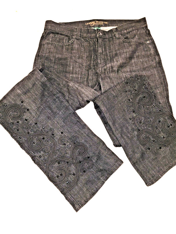 💥 Ralph Lauren Polo 10 Premium Black Denim Jean Co New Rhinestone Vintage Women