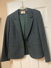 Vintage Pendleton Blazer Jacket Womens 10 Gray Herringbone 100 Virgin Wool USA
