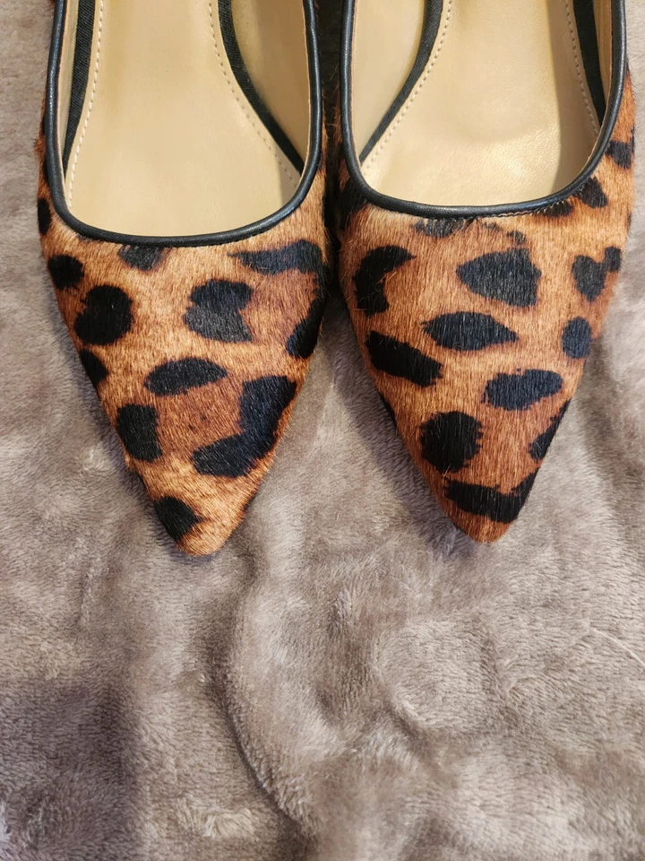 Talbots Leopard-Print女式小猫高跟鞋。 Hair On Hide,尺寸 8M — 第 2/4 张图片