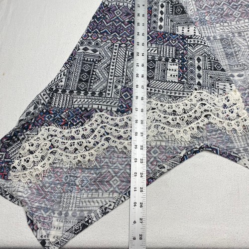 Self Esteem Womens Vest sz S Blue Aztec Open Lightweight Lace Lined Hi Low Hem - Picture 5 of 24