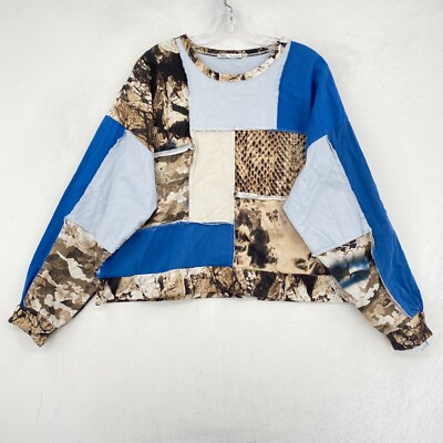 ZARA Women Small Sweatshirt Pullover Patchwork Mixed Media