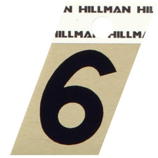 Hillman 1-1/2-In. Adhesive Black & Gold Aluminum House Number 6