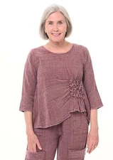 Tulip Clothing Olga Womens Top Cotton Gauze in Maroon Size X-Small
