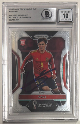 2022 Prizm World Cup #223 Gavi Signed RC Rookie BAS Beckett Auto Grade 10