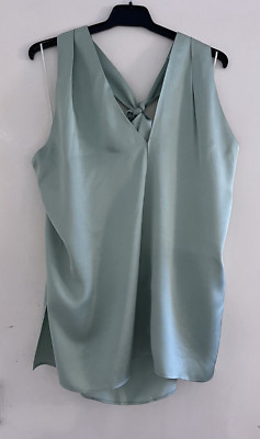 Anthropologie Women Satin Look Viscose Blouse, Light Blue, UK 12