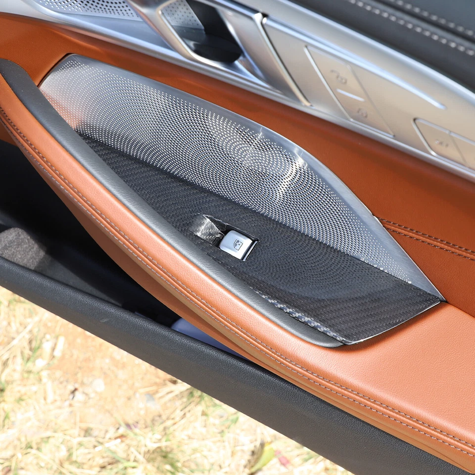 Cubierta de embellecedor de elevación de ventana de fibra de carbono para BMW Serie 8 G14 G15 840i M850i 2019-22 Foto 3 de 4