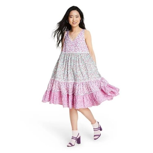 LoveShackFancy Target Camille Babydoll Mini Dress Light Pink Sleeveless Pullover - Picture 1 of 4