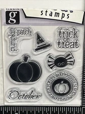 Studio G Clear Stamps October Trick Or Treat Pumpkin Patch Happy Halloween