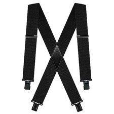 2" Suspenders for Men Heavy Duty One Size 2"/Black Clips/Black/Black Leather