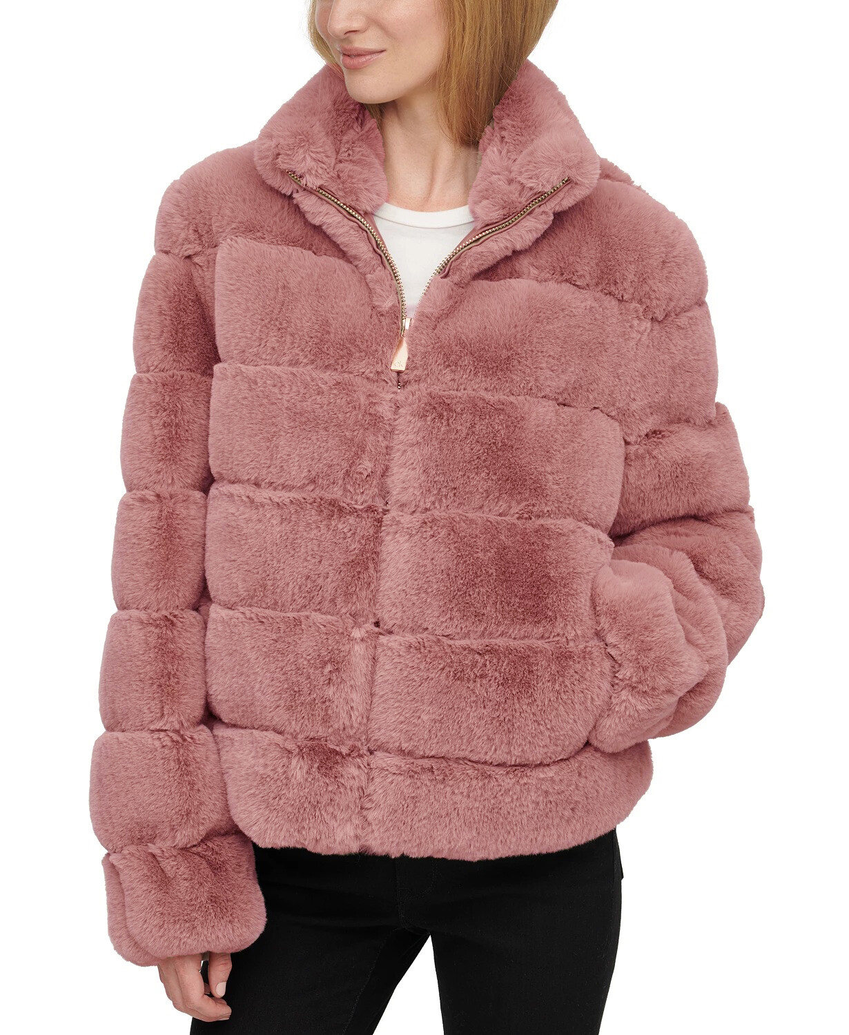 Calvin Klein Faux-Fur Zip-Front Coat 