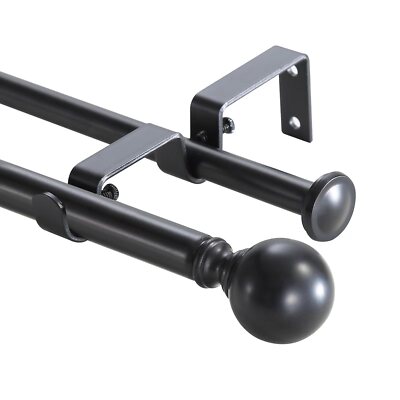 5/8'' Ball Adjustable Double Drapery Curtain Rod Set, 28 -48 / 48 -84 / 84 -120 