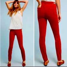 Pilcro and the Letterpress Luxe Red High Rise Skinny Velvet Jeans Size 28