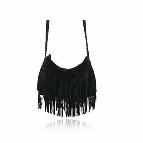 Women Fringe Tassel Handbag Faux Suede Shoulder Bag Crossbody Messenger
