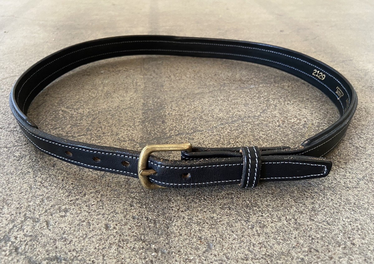 Tory English Bridle Leather Belt Womens Size 30 Western Skinny Brass Buckle 3/4\