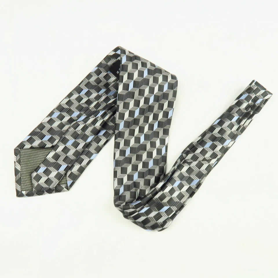 Bergamo Нью-Йорк мужской шеи галстук синий серый 3D геометрический узор 60 «x 3,5» длиной - Изображение 4 из 4