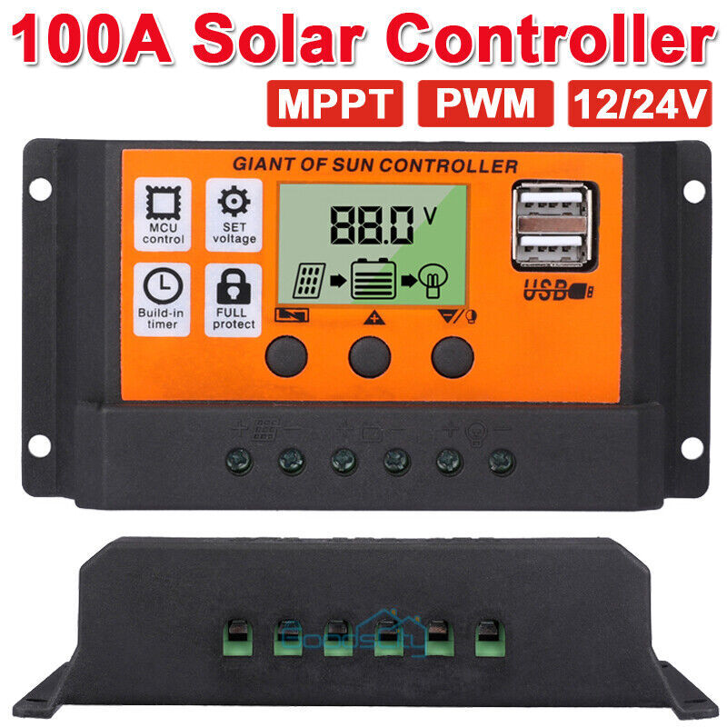 100A PWM Solar Panel Regulator Charge Controller Auto Focus Tracking 12/24V
