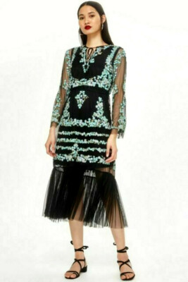 knee length dresses for ladies Rent Topshop Faces Print Mesh Cut Out Midi Dress In Mono