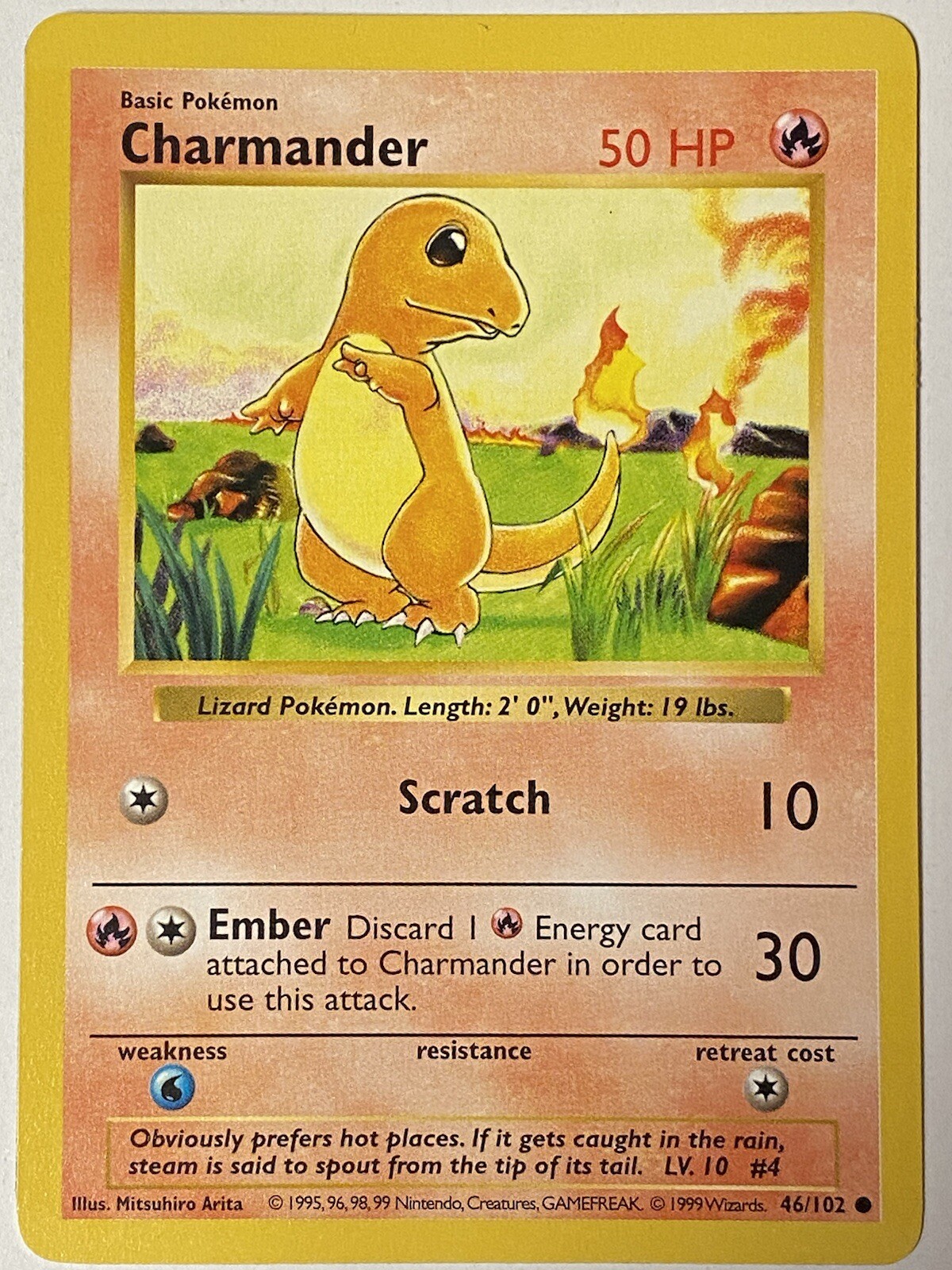Shadowless Charmander 46/102 Base Set WOTC 1999 Pokemon Card Vintage MINT🔥