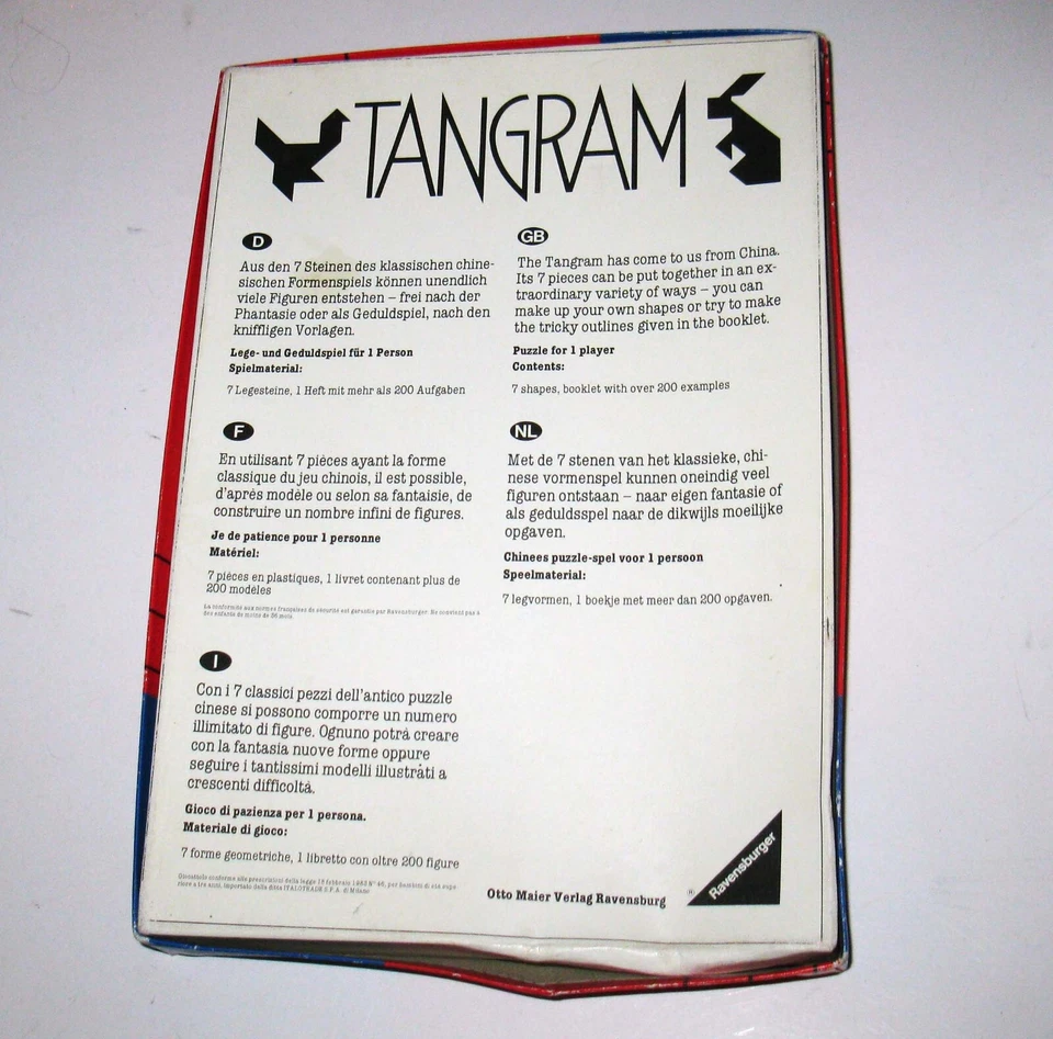 Tangram 1987 Game Complete with Booklet  Original China Puzzle by Ravensburger - Image 3 of 4