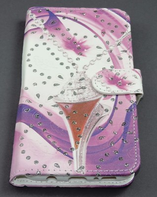 Samsung Galaxy S8+, S8 Plus, Case Flip Etui Tasche Hülle pink rosa Strass Motiv