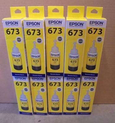 10x EPSON Tintenflasche 673 T6734 Gelb f. L800 L805 L810 L850 L1800 NEU & OVP