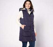 Nuage Quilted Long With Detachable Hood Vest Night Sky L Used