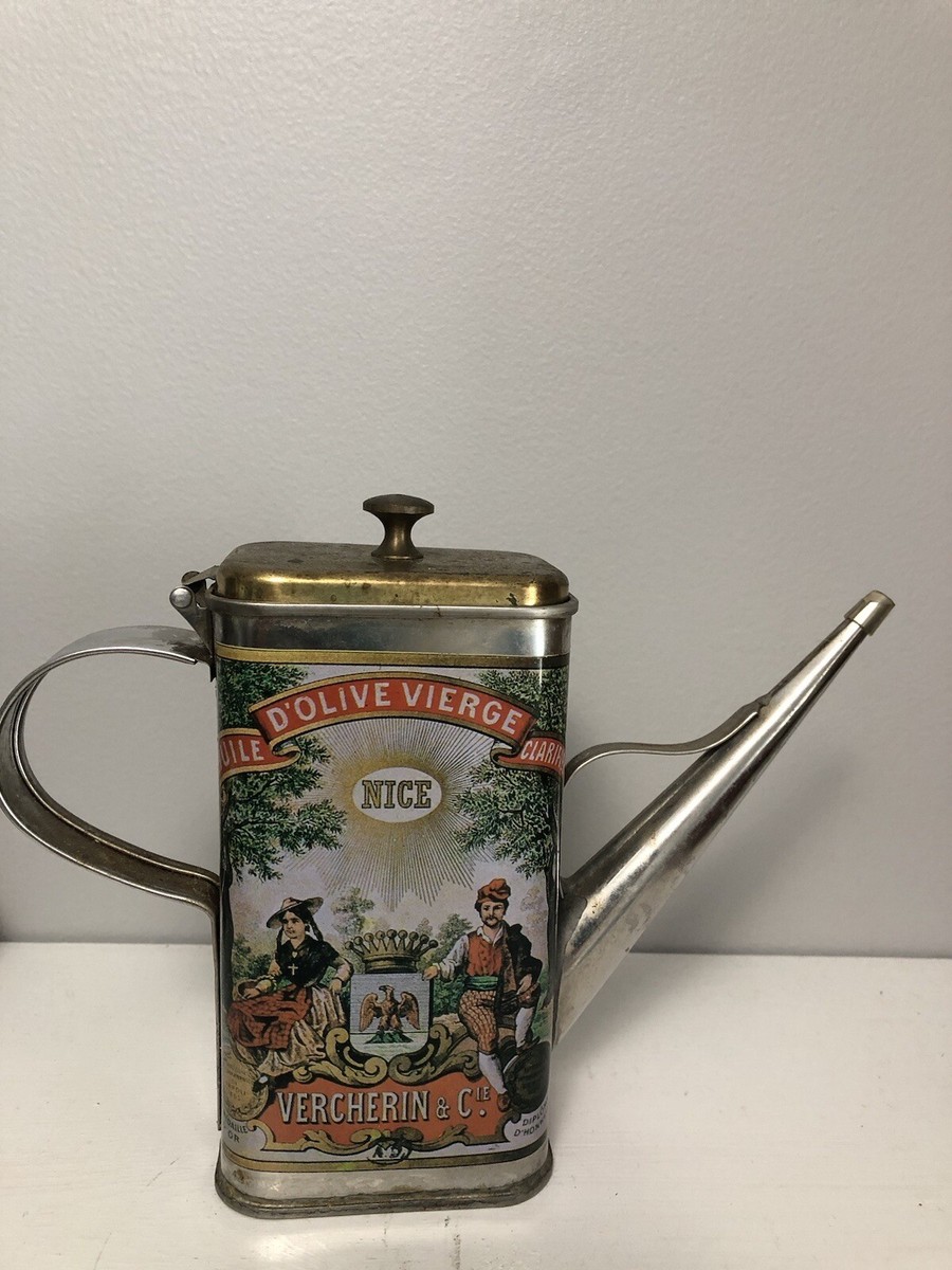 Vintage Huile D'Olive Vierge Oil Can Vercherin & Cie Nice 6.25