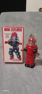 Vintage Blech Tom Spielzeug Moon Explorer Roboter Sammlerstück