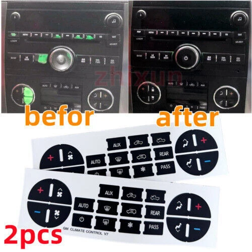 2X Black GMC Buick CHEVROLET Tahoe Yukon AC Climate Control Dash Button Decals - Image 4 of 4