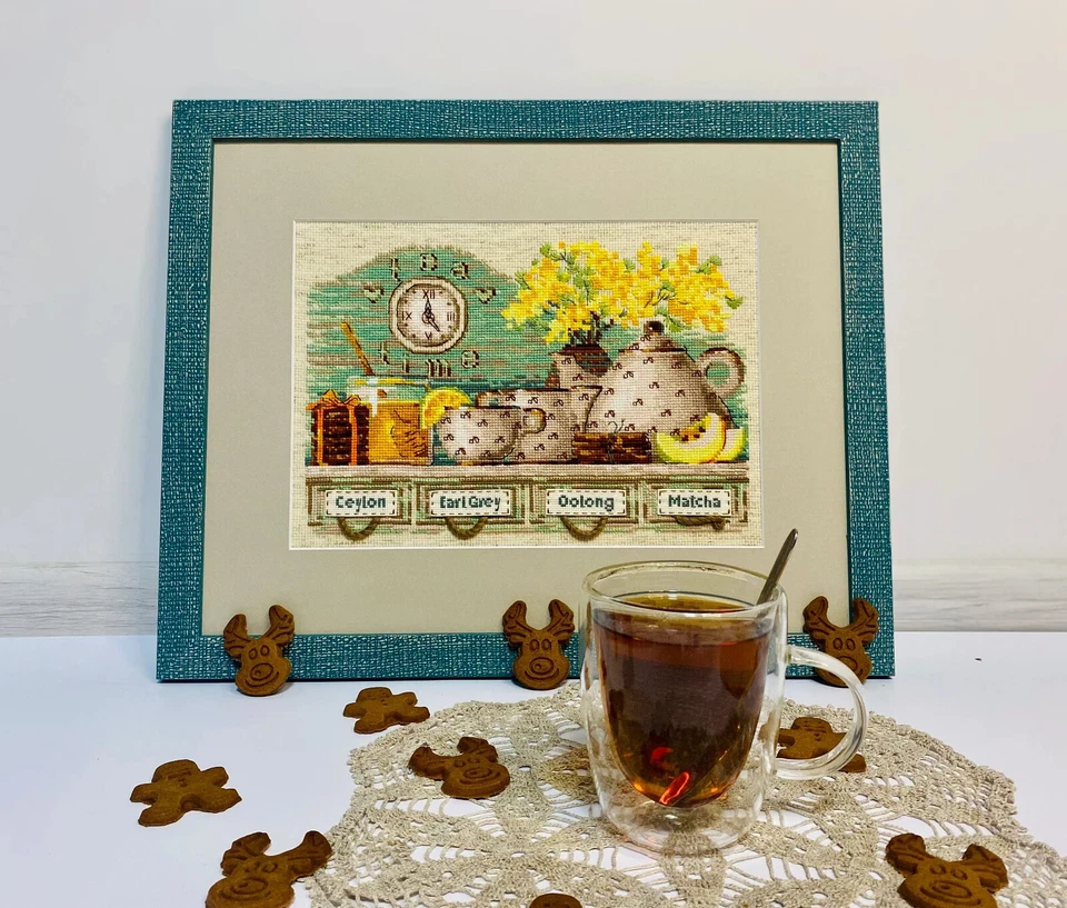 Kit de punto de cruz contado RIOLIS 1873 Tea Time - Juego de mesa para una fiesta de té vintage Foto 4 de 4