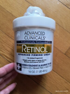 Advanced Clinicals Retinol Advanced Firming Cream Pump Fragrance Free 16 oz 454g