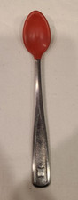 80's The First Years Stainless Steel Child Spoon. 5 1/2" Long Red Mexico