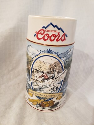 Coors 1992 Rocky Mountain Legend Beer Stein Mug Series River Rafting RARE