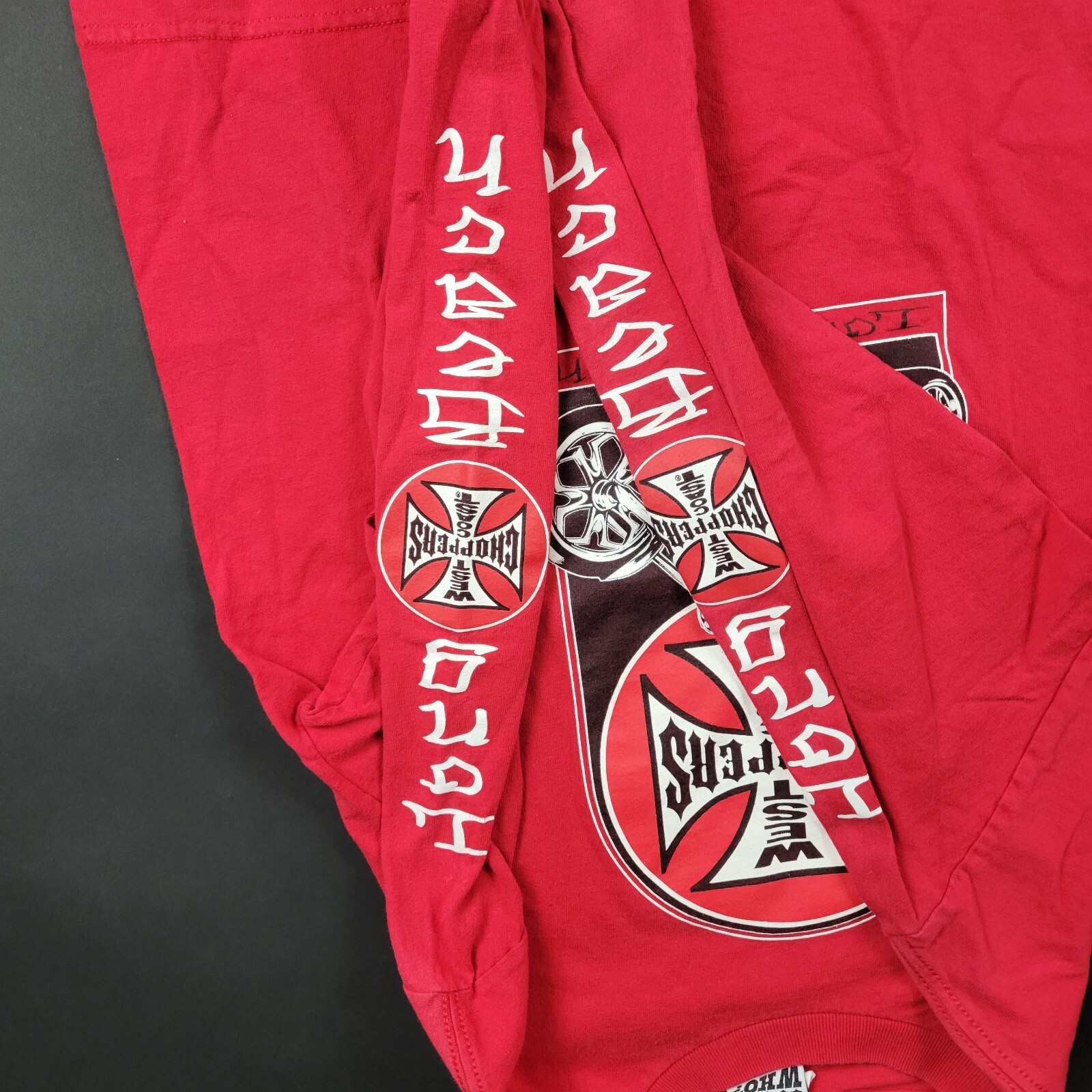 VTG Jesse Who West Coast Choppers Long Sleeve Shirt Y2K Red Womens Sz L 14/16 image 4