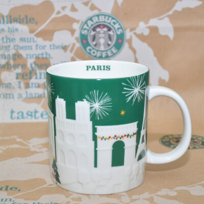 STARBUCKS  2015 . City Mug PARIS Relief Xmas 18 oz grün . Ltd. Edt. 2015