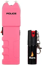 POLICE Stun Gun Burn Pepper Spray Combo Women Self Defense 928 Pink
