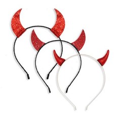 Halloween Headband Glitter Devil Horns Hairband for Girls Cosplay Accessory