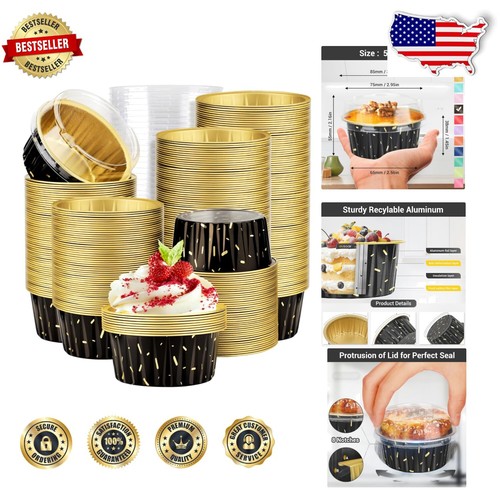 Beautiful Black Meteor Shower Baking Cups - 400pcs, 5oz Ramekins with Lids - 第 1/9 張圖片