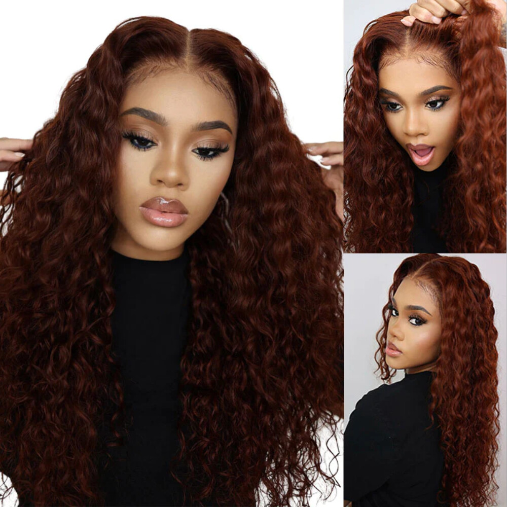 Cambodian Burgundy Lace Front Human Hair Wig 99J Burgundy Lace Front Wig 613 Blonde Highlight Wigs Body  main image 4