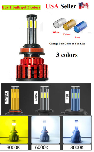 6-Sides H11 H8 H9 LED Headlight Kit High Low Beam Bulbs Super Bright 6500K White
